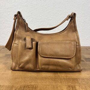 Vintage Fossil 1954 Genuine Leather Purse Shoulder Handbag Tan #75082